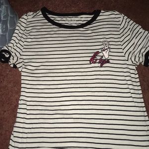 White and black striped shirt